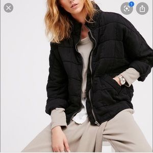 Free people dolman quilted jacket black small